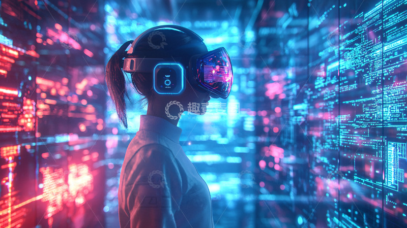 高清大图下载【趣麦麦图】虚拟现实女孩