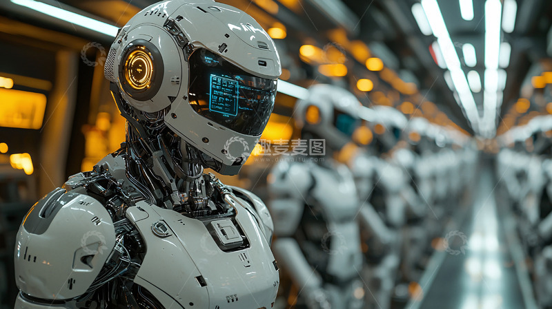 高清大图下载【趣麦麦图】未来科技感机器人队列