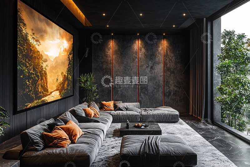 高清大图下载【趣麦麦图】暗黑系客厅家居设计
