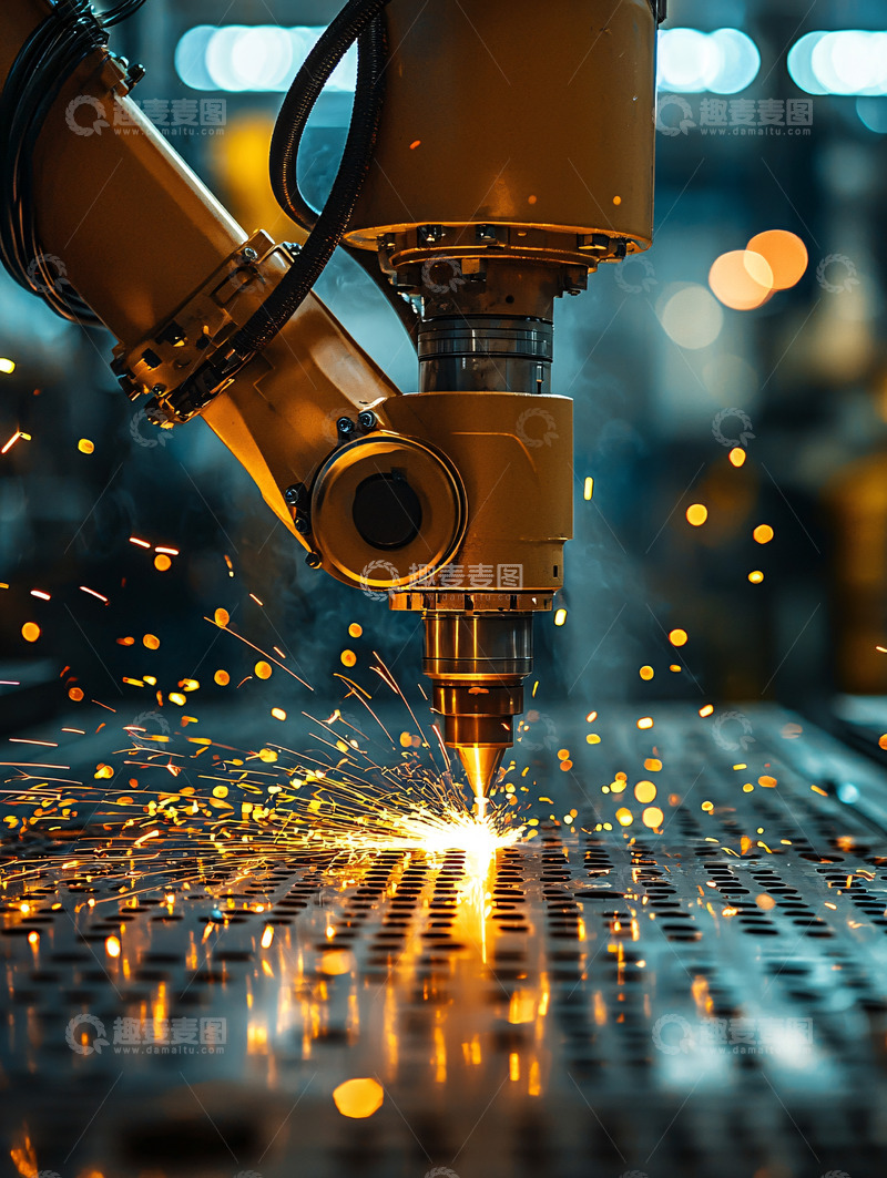 高清大图下载【趣麦麦图】金属板材上的激光切割火花