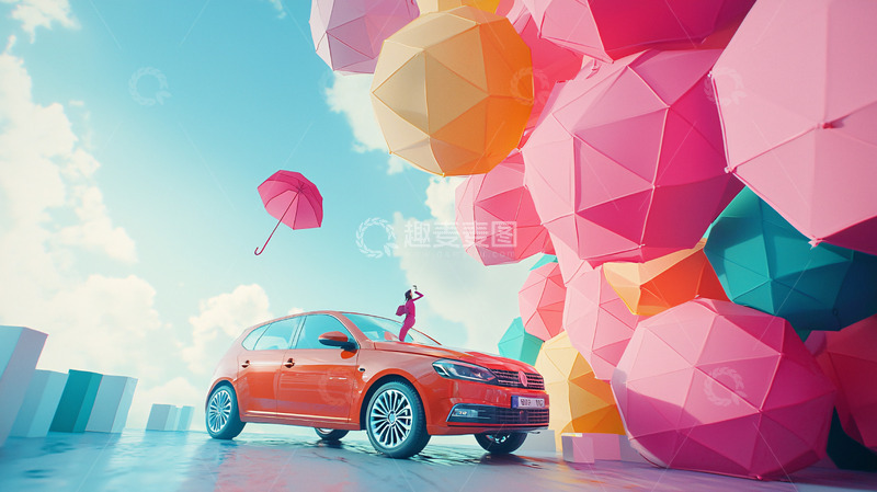 高清大图下载【趣麦麦图】彩色几何伞