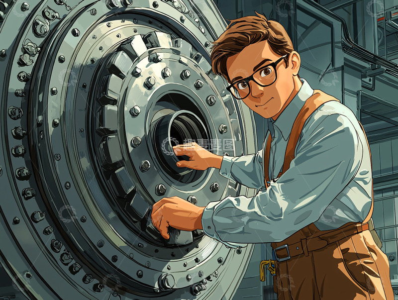 高清大图下载【趣麦麦图】工程师检查大型机械
