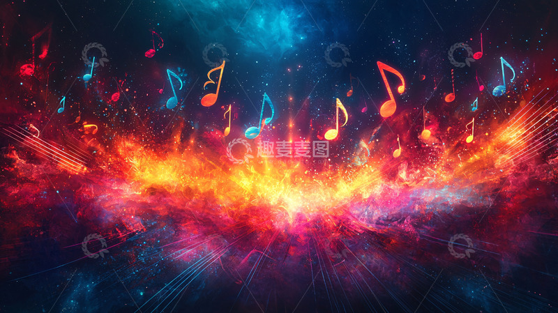 高清大图下载【趣麦麦图】绚丽多彩的音符火焰