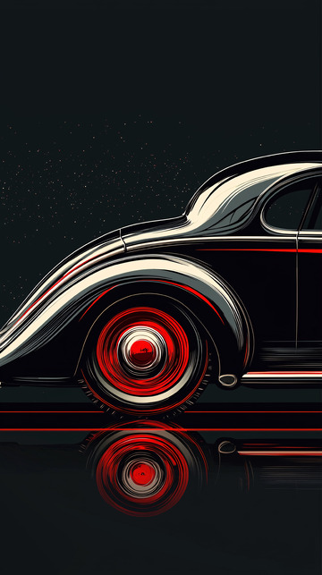 黑色复古老爷车侧视图