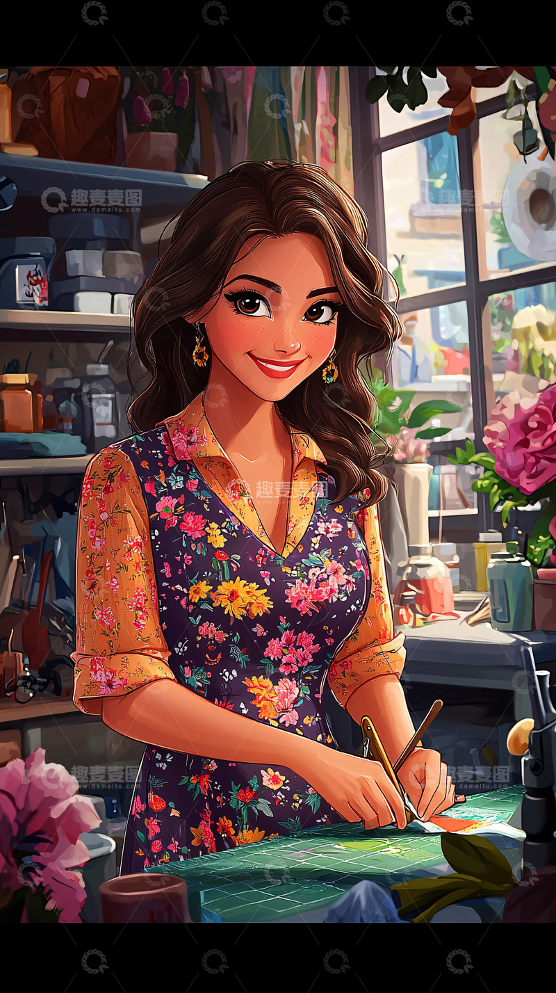 高清大图下载【趣麦麦图】花店女孩