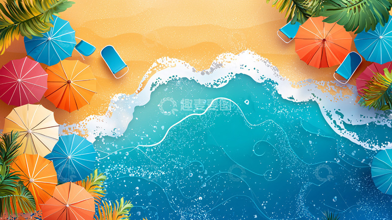 高清大图下载【趣麦麦图】海滩俯瞰图