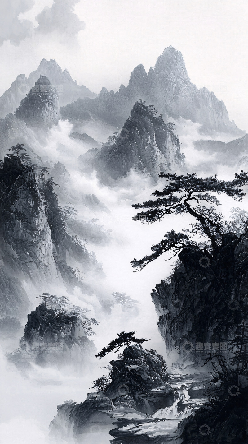 高清大图下载【趣麦麦图】水墨山水画56