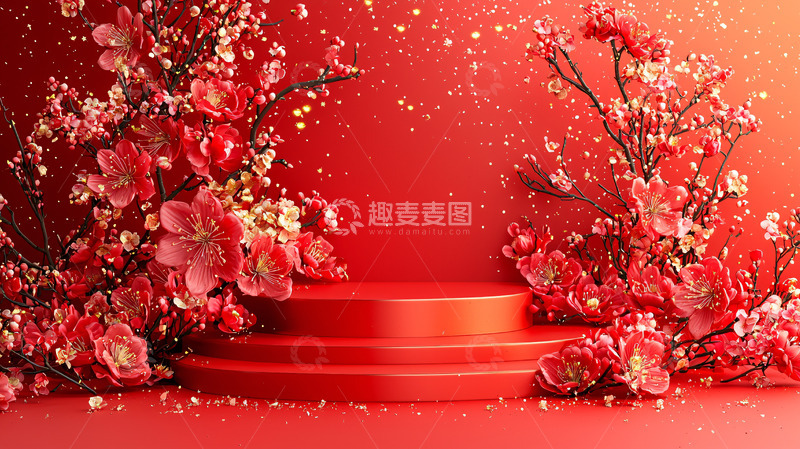 高清大图下载【趣麦麦图】红色背景