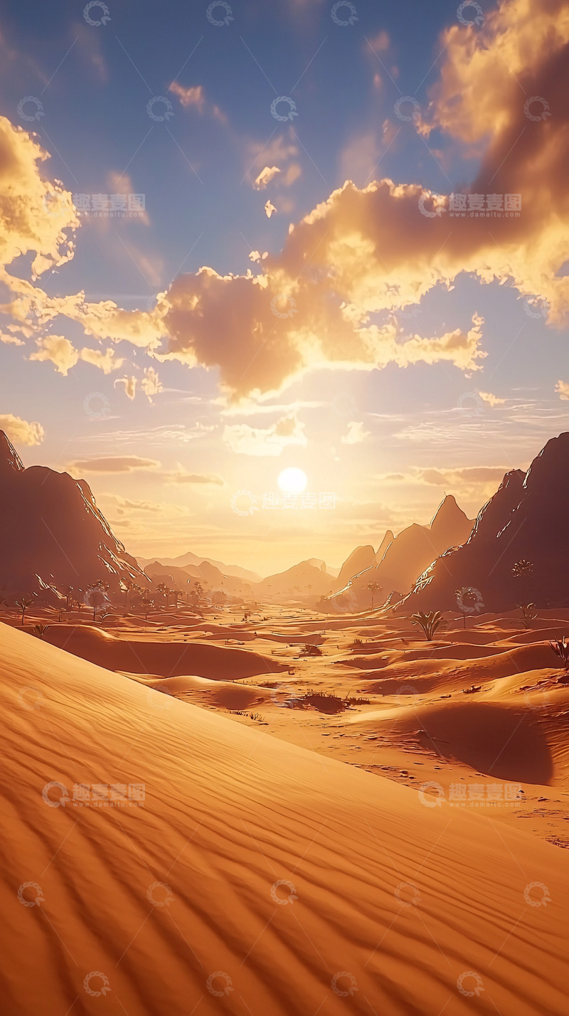 高清大图下载【趣麦麦图】沙漠日落