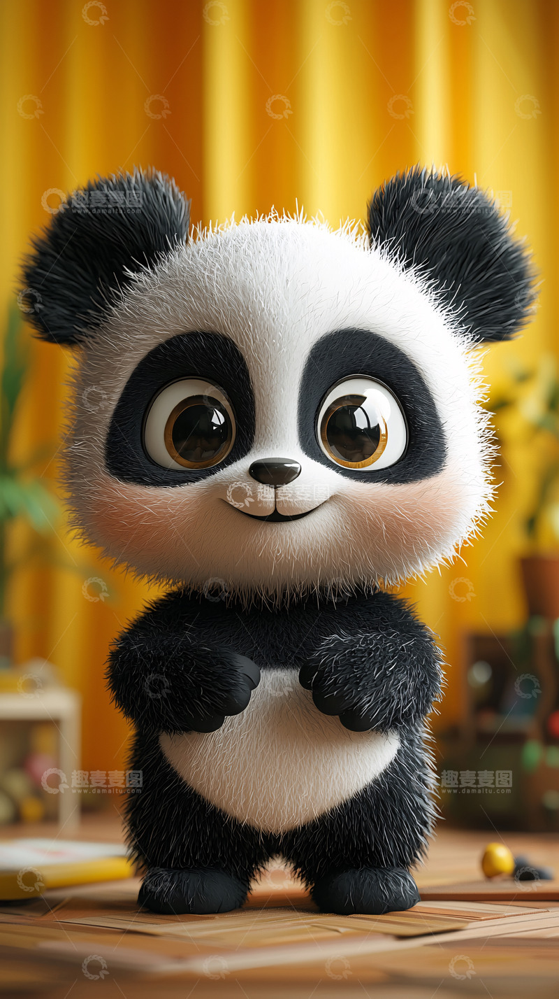 高清大图下载【趣麦麦图】超萌卡通小熊猫