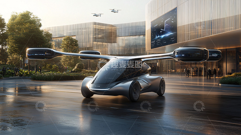 高清大图下载【趣麦麦图】未来飞行汽车