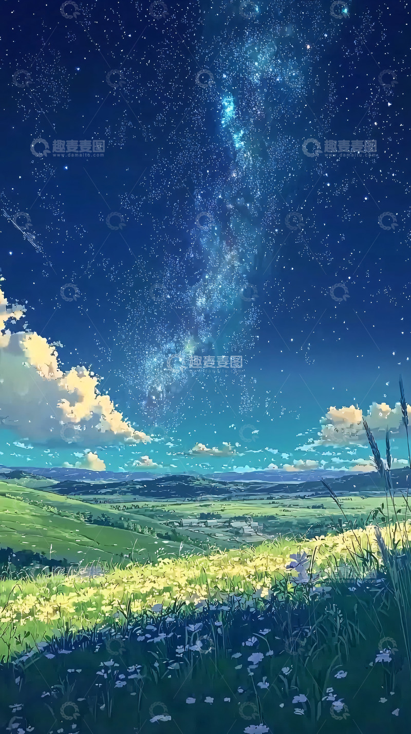 高清大图下载【趣麦麦图】星空草原