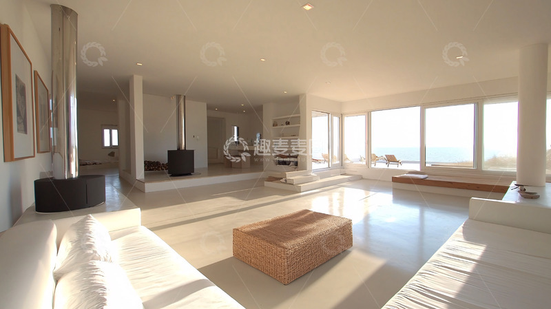 高清大图下载【趣麦麦图】极简风格海景客厅