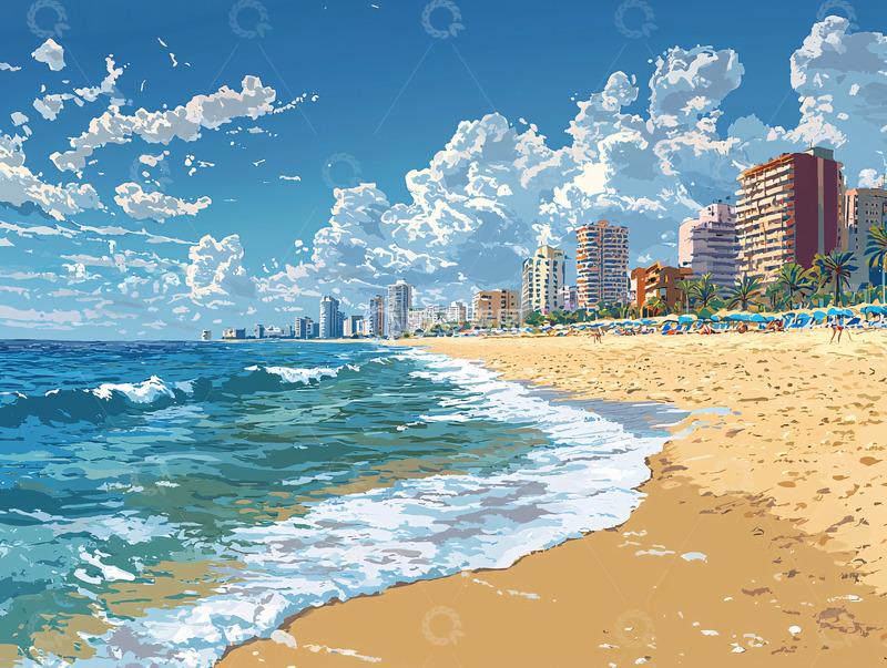 高清大图下载【趣麦麦图】阳光沙滩海滨城市