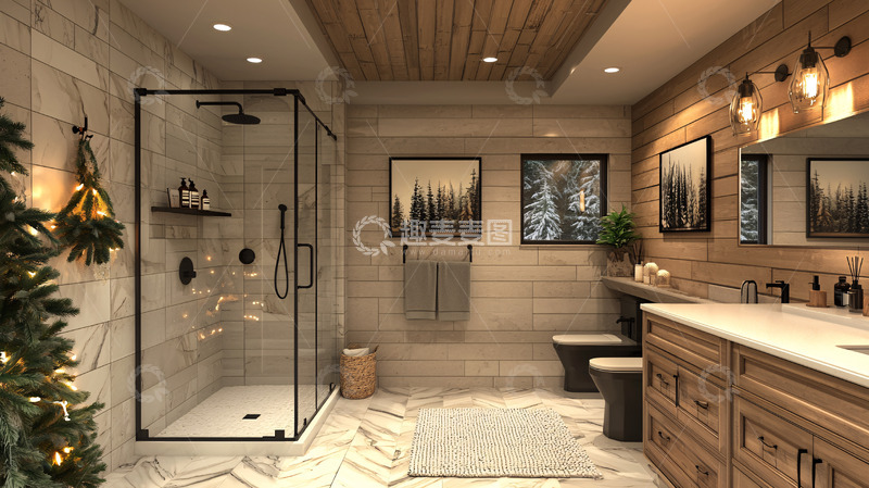 高清大图下载【趣麦麦图】木质乡村风格浴室