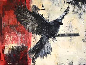 抽象派黑乌鸦飞翔图