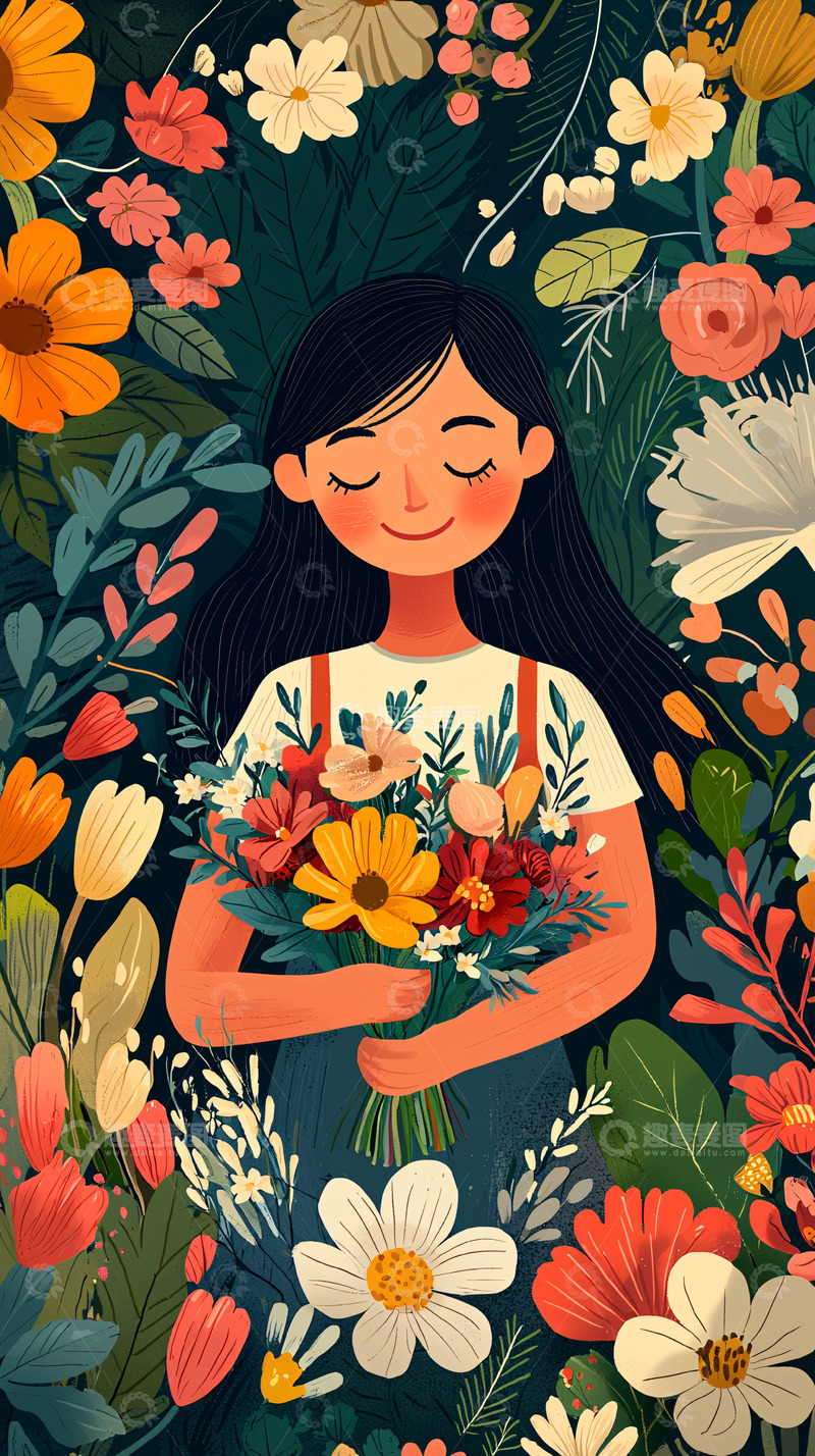 高清大图下载【趣麦麦图】花丛中的女孩