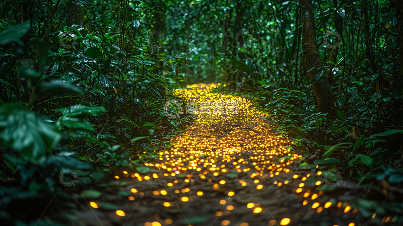 高清大图下载【趣麦麦图】森林中闪耀光芒的小路