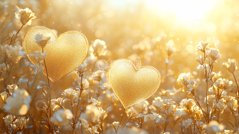 高清大图下载【趣麦麦图】金色爱心