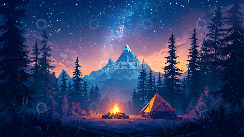 高清大图下载【趣麦麦图】星空下的营地