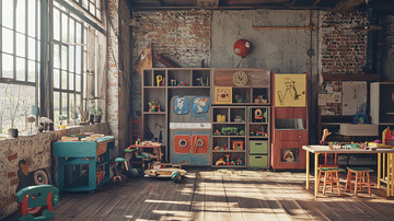 老旧厂房改建的儿童游戏室