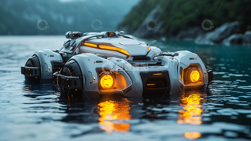 高清大图下载【趣麦麦图】未来感水上汽车