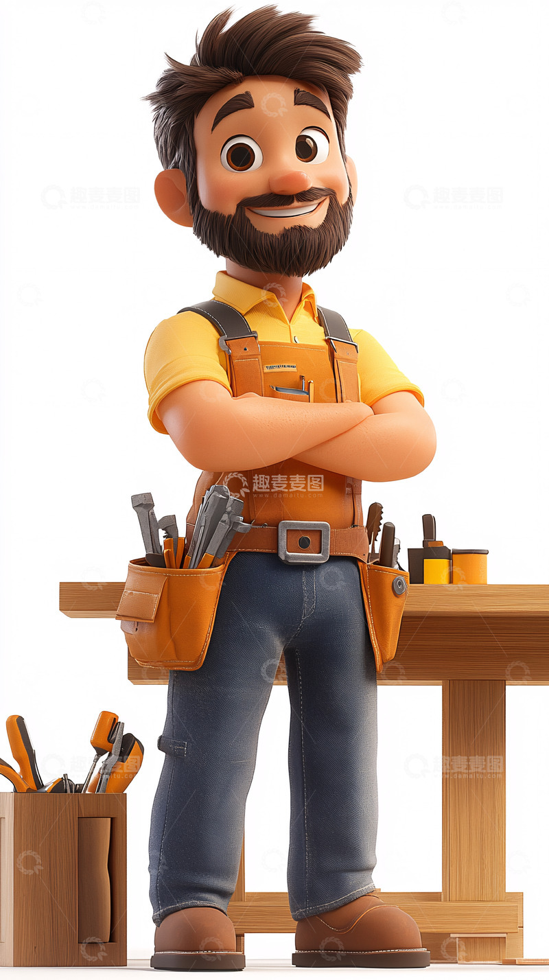 高清大图下载【趣麦麦图】卡通木匠