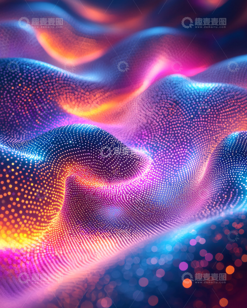 高清大图下载【趣麦麦图】炫彩粒子波浪背景