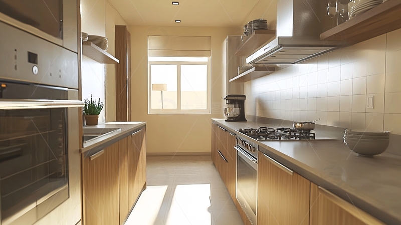 高清大图下载【趣麦麦图】现代简约风格长条形厨房