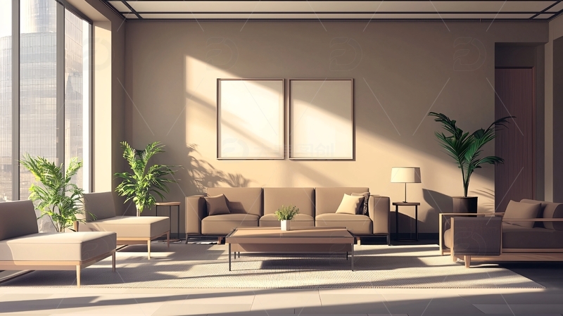 高清大图下载【趣麦麦图】现代简约客厅阳光洒满