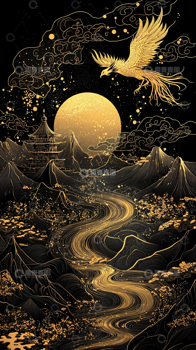 高清大图下载【趣麦麦图】金色的凤凰飞向太阳