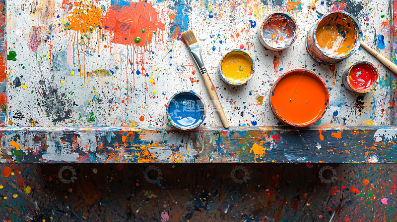 高清大图下载【趣麦麦图】彩色颜料调色盘