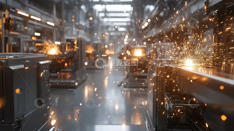 高清大图下载【趣麦麦图】金属加工火花飞溅