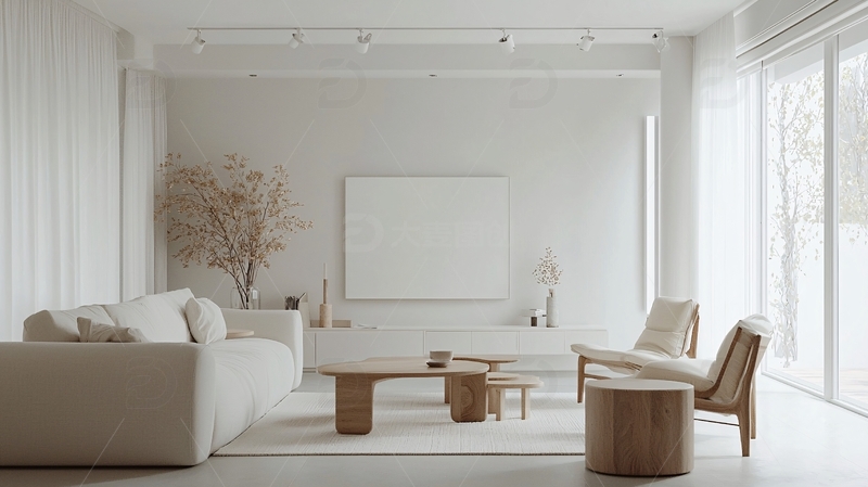 高清大图下载【趣麦麦图】极简风白色客厅家居