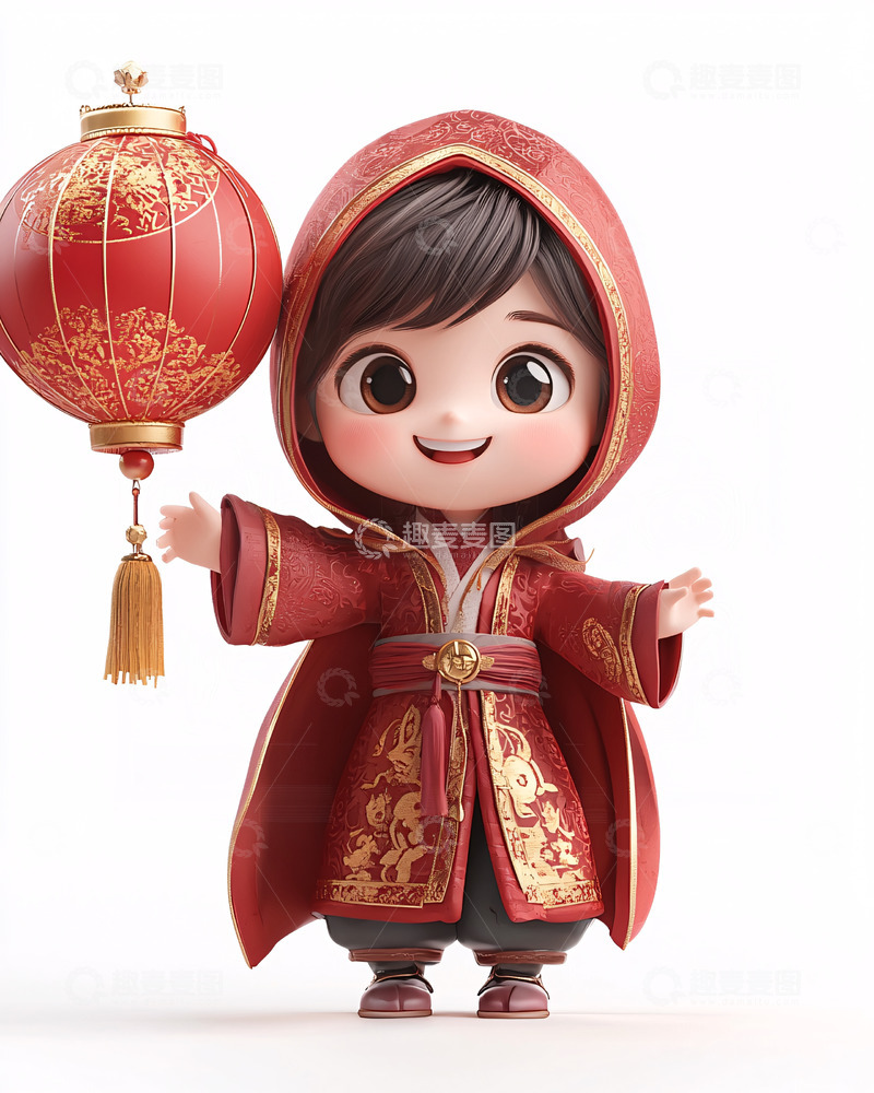 高清大图下载【趣麦麦图】可爱卡通中国风女孩