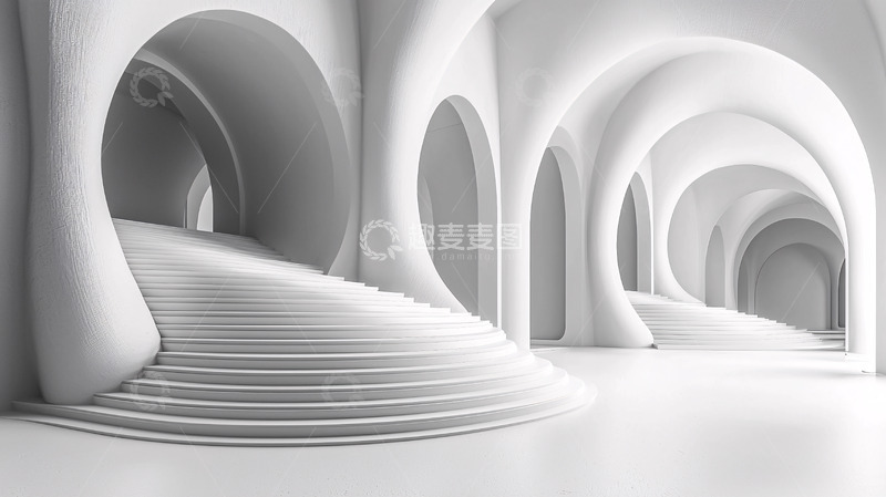高清大图下载【趣麦麦图】抽象白色建筑空间