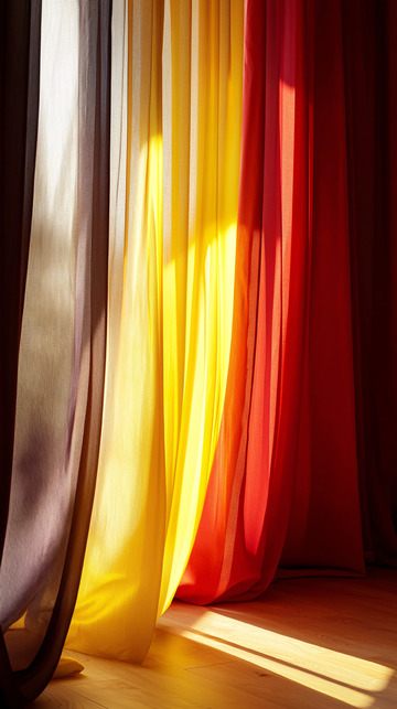 阳光透过彩色窗帘