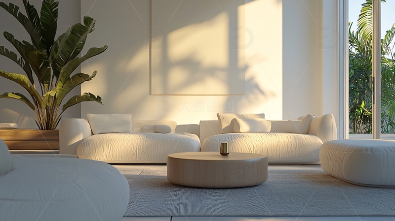 高清大图下载【趣麦麦图】极简风客厅阳光洒满房间