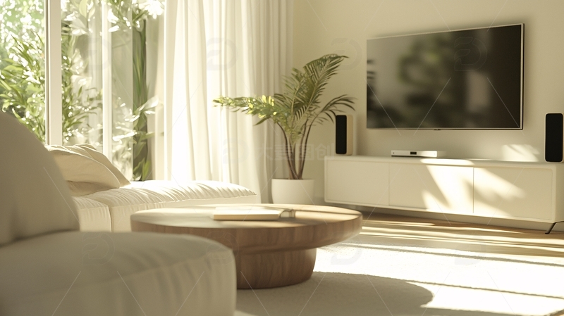 高清大图下载【趣麦麦图】极简风客厅阳光洒满房间