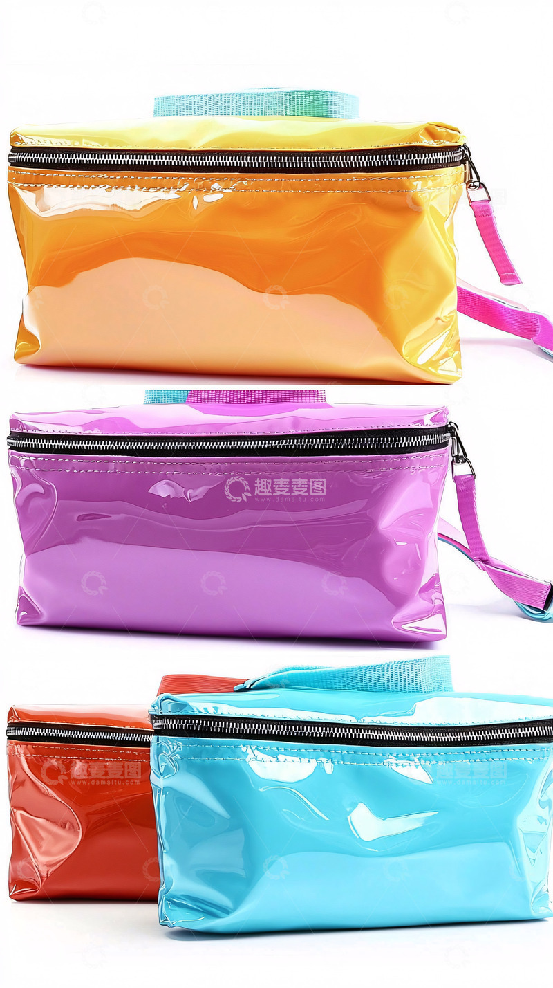高清大图下载【趣麦麦图】-亮面拉链腰包