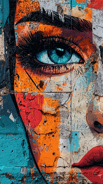 涂鸦艺术女性眼睛特写