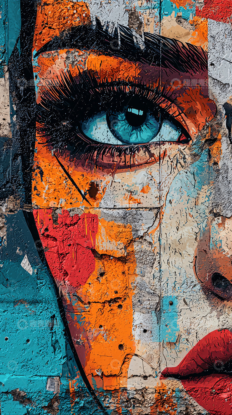 高清大图下载【趣麦麦图】涂鸦艺术女性眼睛特写