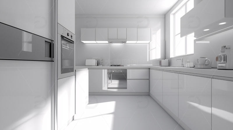 高清大图下载【趣麦麦图】现代简约白色厨房