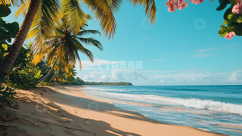 高清大图下载【趣麦麦图】热带海滩椰树风景