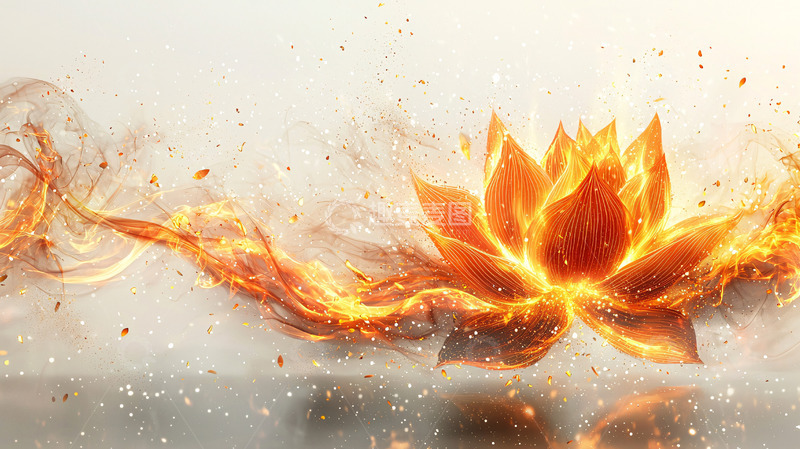 高清大图下载【趣麦麦图】金色火焰莲花
