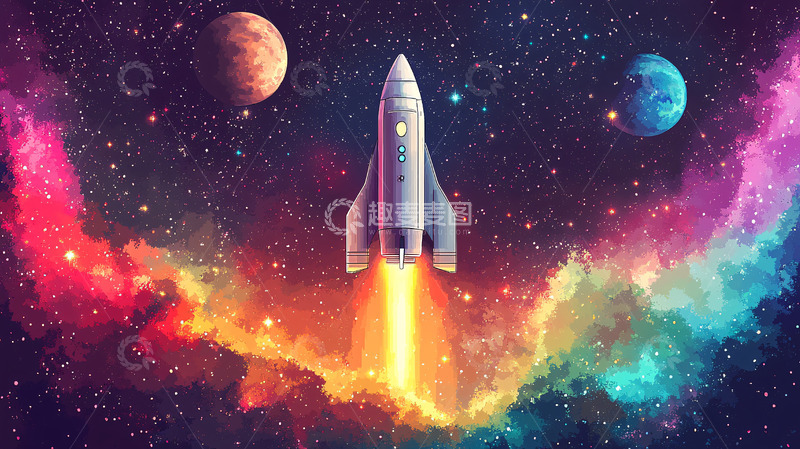 高清大图下载【趣麦麦图】宇宙飞船发射升空