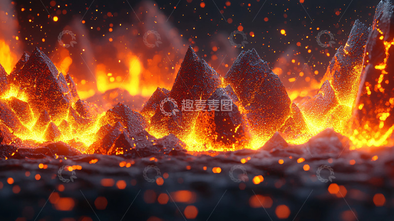 高清大图下载【趣麦麦图】熔岩地貌的科幻场景