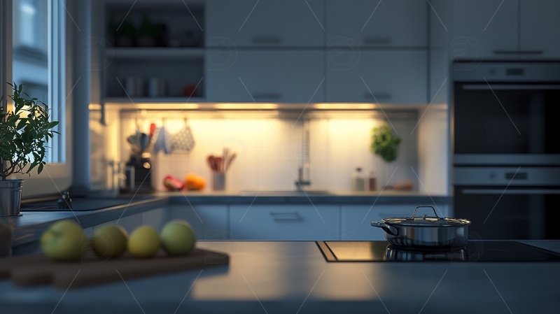 高清大图下载【趣麦麦图】现代简约厨房灯光设计