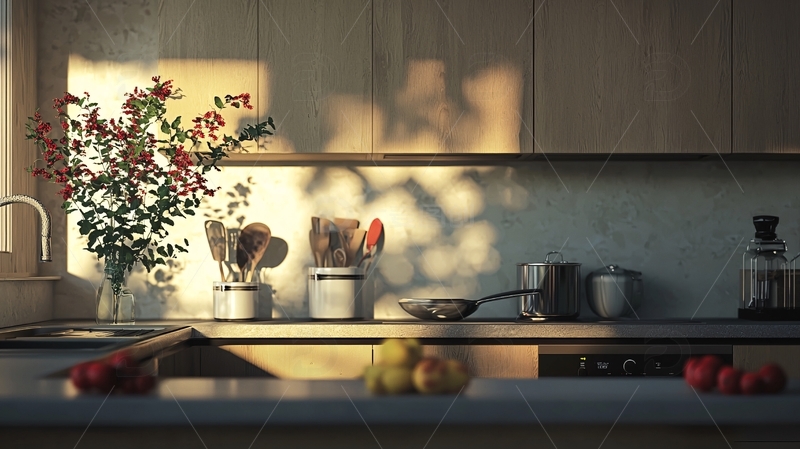 高清大图下载【趣麦麦图】温暖阳光洒进厨房