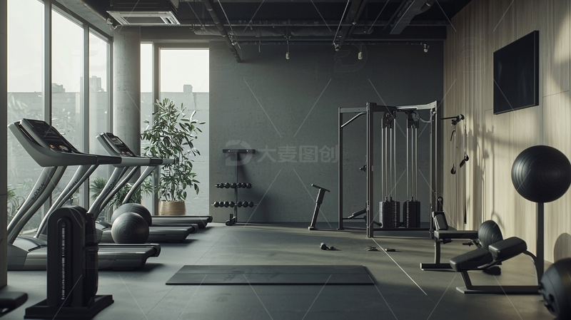 高清大图下载【趣麦麦图】现代化简约健身房内部